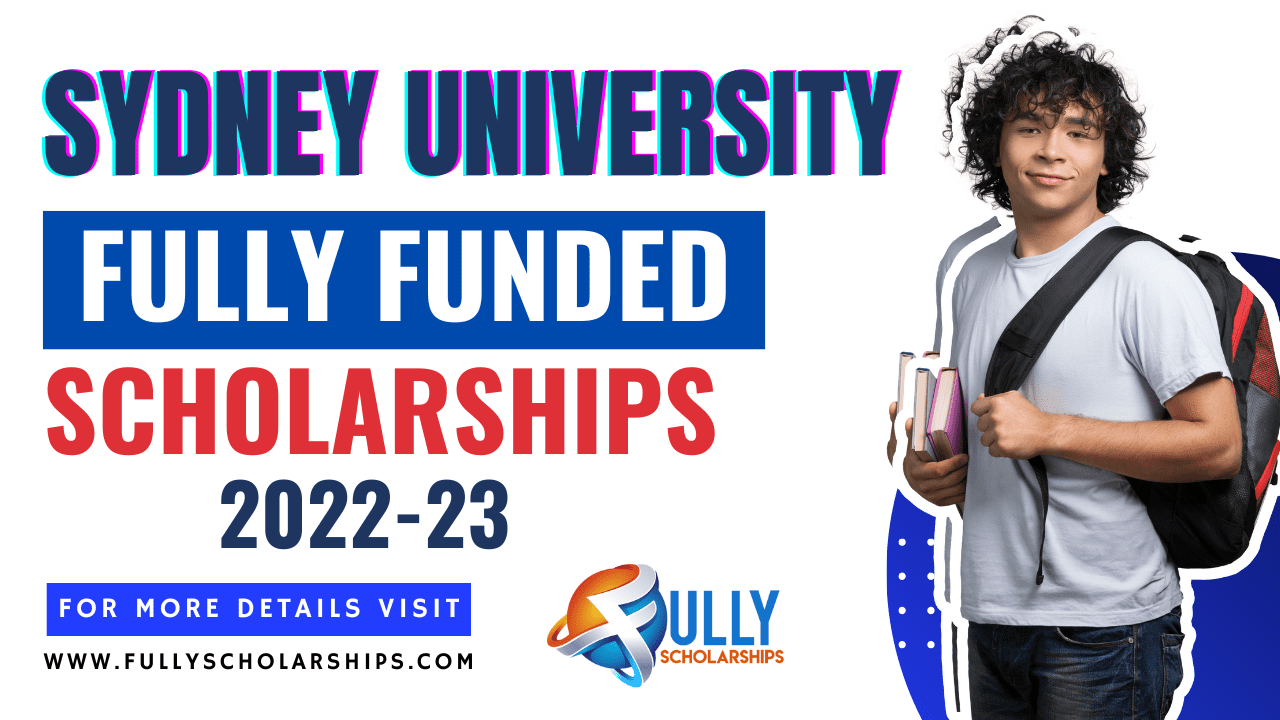 A young bou having bag with text about Sydney university scholarships 2023