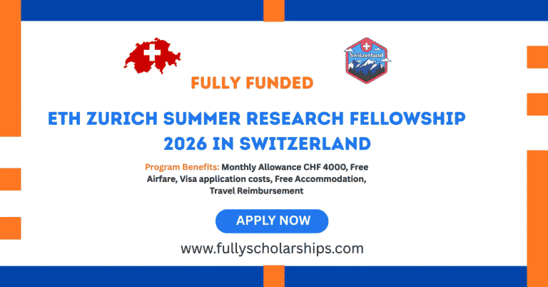 ETH Zurich Summer Research Fellowship 2026 in Switzerland